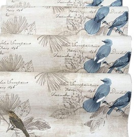 Vintage Floral Self Adhesive Wall Paper Shelf Liner Funitures Dresser Drawer Cabinet Decor Paper (Blue Bird, 17.7inchX100inch(8.2Ft))