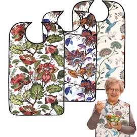 WenYa 3 Pack Adult Bibs for Women, Washable Feeding Adult Bib with Crumb Catcher Waterproof Clothing Protectors for Adult Elderly and Disabled