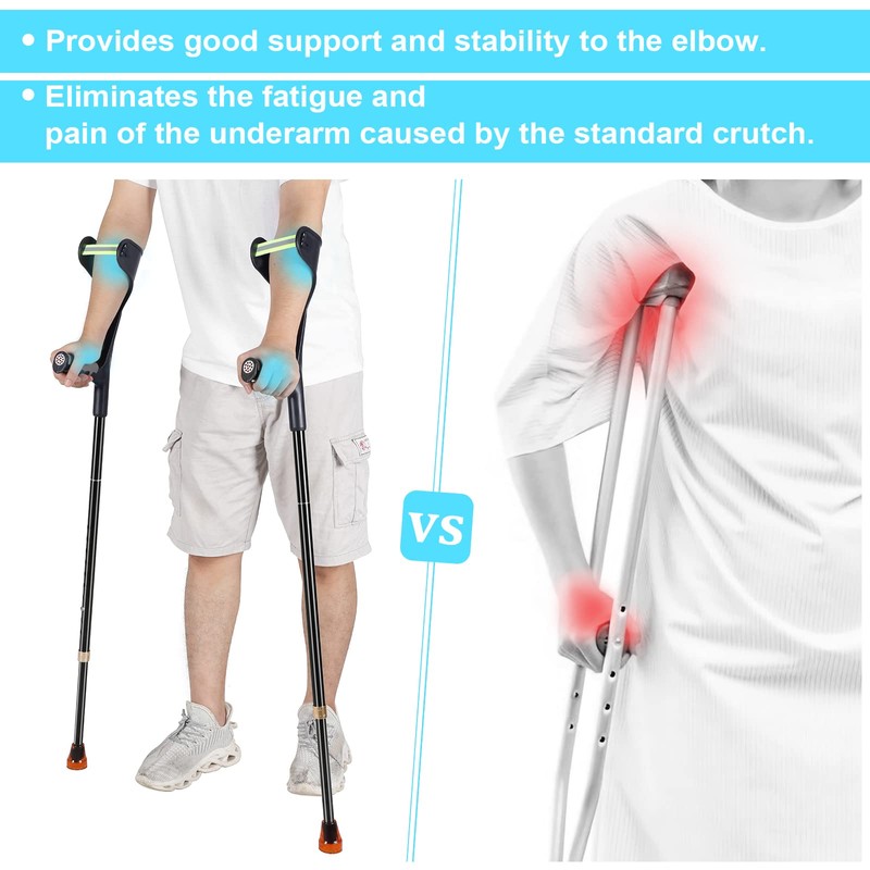 Antdvao Forearm Crutches Pair, Folding Forearm Crutches Lightweight Adjustable，with Rubber