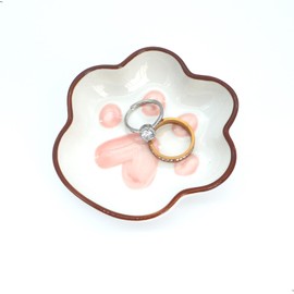 CEIERPH Small Cat Paw Ring Dish Jewelry Tray for Teen Girls Gifts, Cute Ceramic Trinket Dish Vanity Tray for Rings Earrings
