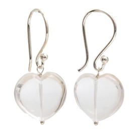 Gempires Natural Clear Quartz Heart Earrings April Birthstone Jewelry Crystal Earrings For Women (Clear Quartz)