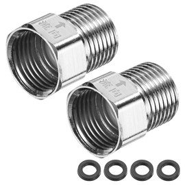 M METERXITY 2-Pack Brass Check Valve, 1/2" Female to 1/2" Male Thread One Way Non-Return Backflow Preventer Valve for Water Tower/Water Heater/Oil/Fuel/Toilets [Silver Tone]