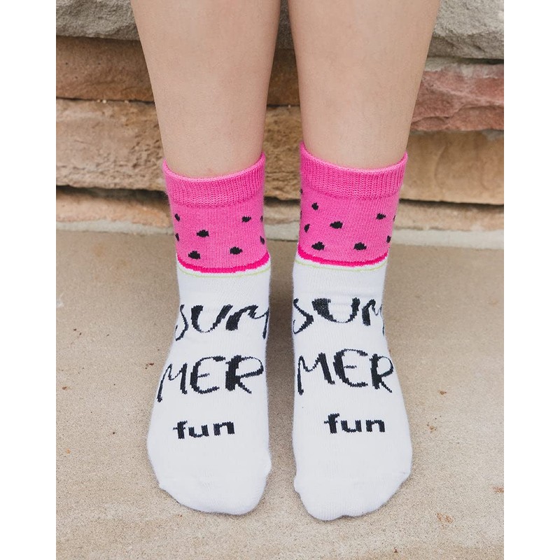 MeMoi Watermelon No Show Cotton Blend Socks 3-Pack Assorted 4-6