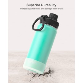 koodee Water Bottle for School-16 oz Stainless Steel Triple Wall Vacuum Insulated Water Bottle for Girls, Wide Mouth Bottle with Leakproof Spout Lid (Teal)