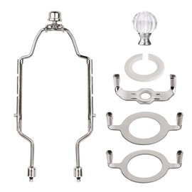 WEAVERBIRD 8 9 10 inch Adjustable Lamp Shade Harp Holder Kit, Heavy Duty Lamp Shade Bracket with 3/8 Standard Saddle, E14 E26 E27 Light Base UNO Fitter Adapter with Lamp Finial (Silver)