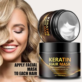 Grospe Keratin Hair Mask for Dry Damaged Hair, Keratin Hair Treatment Mask for Deep Repair Conditioning for Dry/Damaged/Color-Treated Hair Hydrating Anti-Hair Loss for All Hair Types 3.4 FL OZ