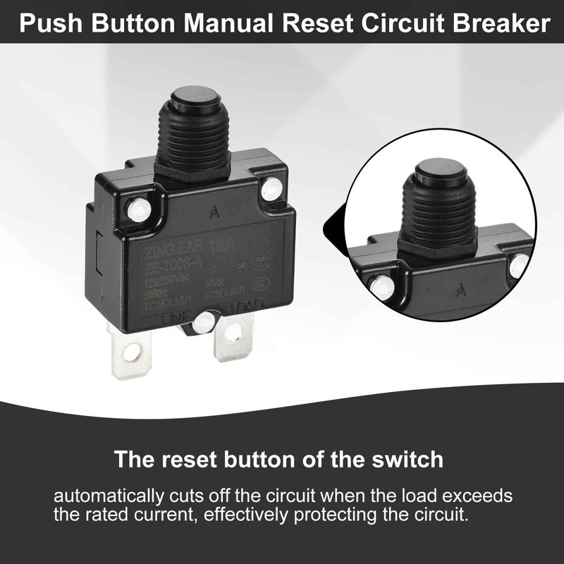 DMiotech 18A Thermal Circuit Breaker 125/250V AC 50V DC 50/60Hz