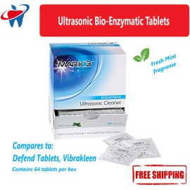 MARK3 Dental Ultrasonic Enzymatic Tablets, Also use as Pre-soak & Evac Cleaner, 64/Bx