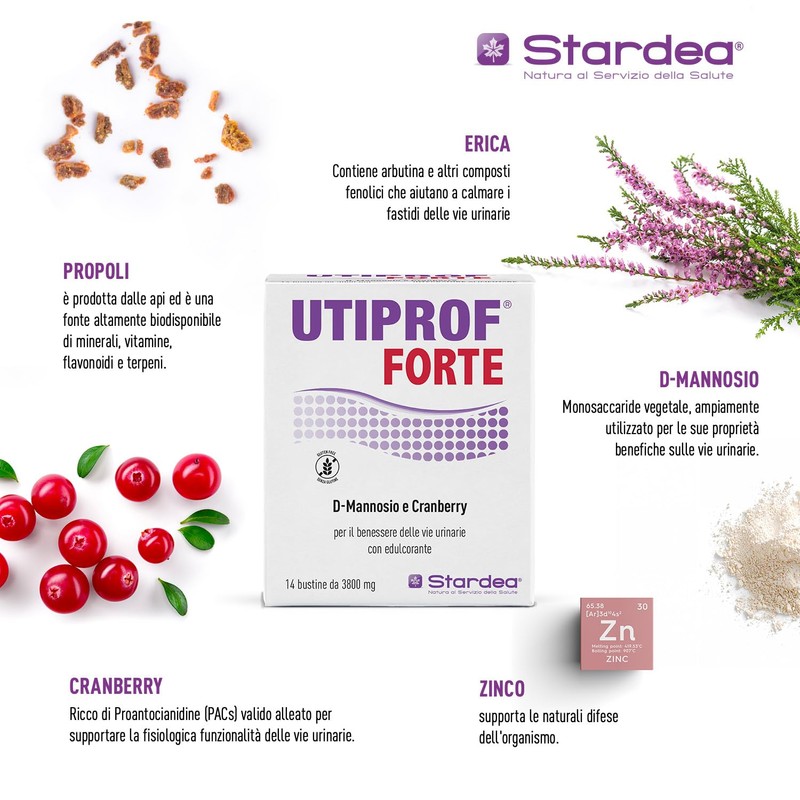 Stardea Utiprof Forte, 14 Bustine, Cistite, D-mannosio Cranberry Propoli Erica