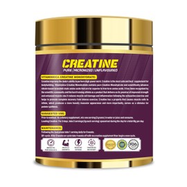 Vitaminnica Micronized Creatine Monohydrate 200 mesh, Pre & Post Workout for Performance and Muscle Power | Unflavoured |100 Servings, 300 Grams