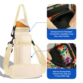 SLEILIN Neoprene Water Bottle Holder Bag with Cell Phone Pocket Compatible with Owala FreeSip 24 oz，Water Bottle Carrying Bag ，with Adjustable Shoulder Strap,for 24oz Stainless Steel Water Bottle