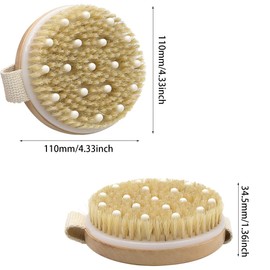 GYSRXS Dry Brush, Round, Pack of 2, Body Brush, 100% Natural Bristles, Medium Soft Massage Brush, Cellulite for Removing Dead Skin and Cellulite, Lymphatic Massage