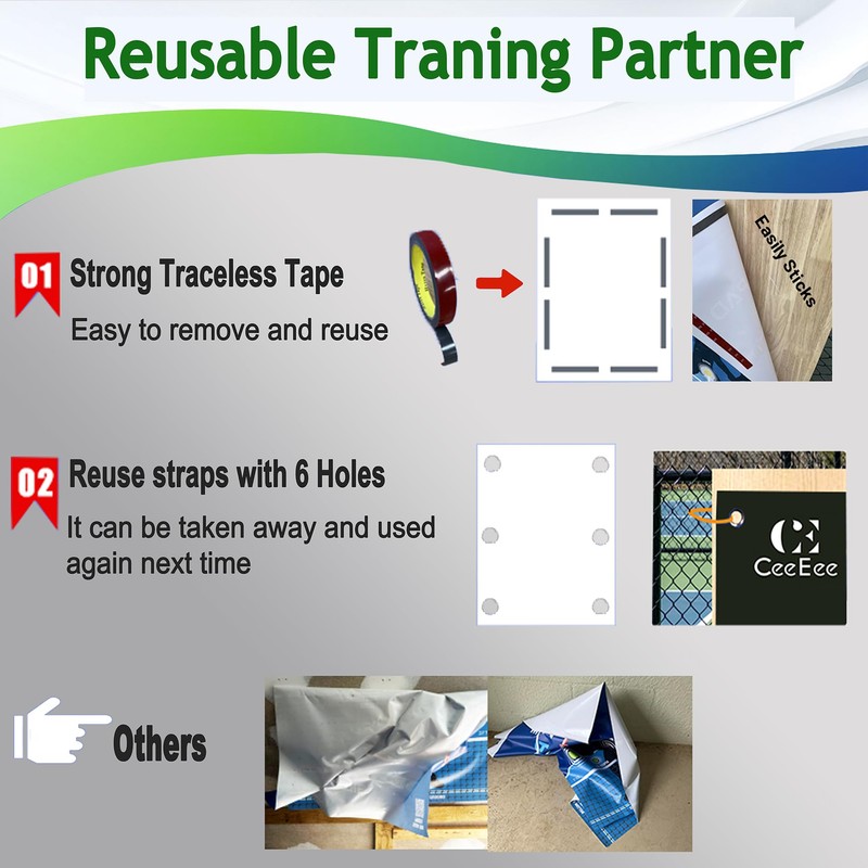 CeeEee Pickleball Training Aids Practice Skills Portable Pickleball Dink Pad