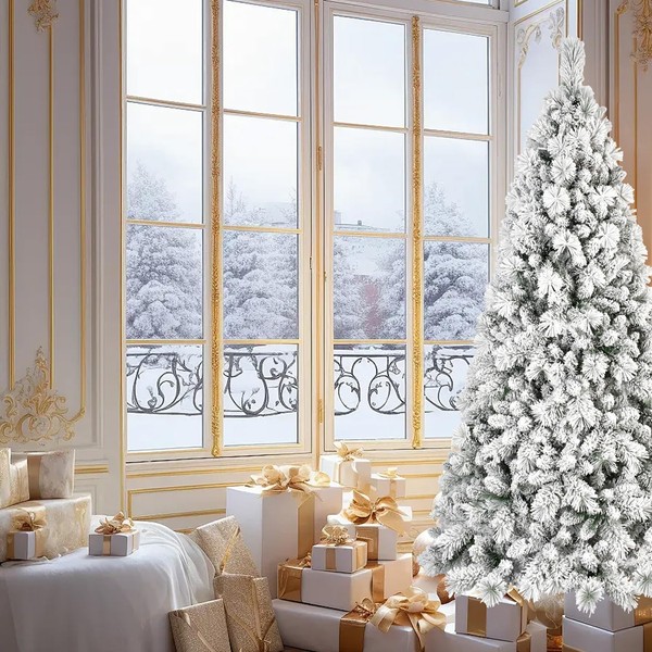 4FT Flocked Christmas Tree with 350 Tips – Snowy PVC