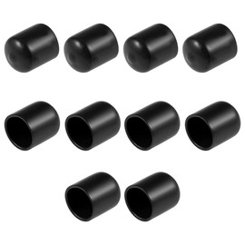 sourcing map 10pcs Rubber End Caps 18mm ID Vinyl Round End Cap Cover Screw Thread Protectors Black