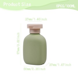 PENCK 5 Pcs Refillable Shampoo and Conditioner Bottles Plastic Travel Bottle with Flip Cap for Toiletries (Green, 100ml)