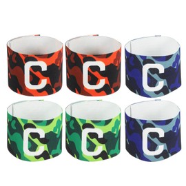 MECCANIXITY Soccer Captain Armband, Nylon Captain Arm Bands for Soccer Elastic Captain C Arm Band Sports Captain Armbands for Football Team Training Youth & Adult Orange/Green/Blue, Pack of 6