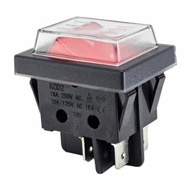 Rocker Switch with Waterproof Cover 2-Pin (4pin) 16 A 250 VAC 30 x 22 mm Red Rocker Illuminated