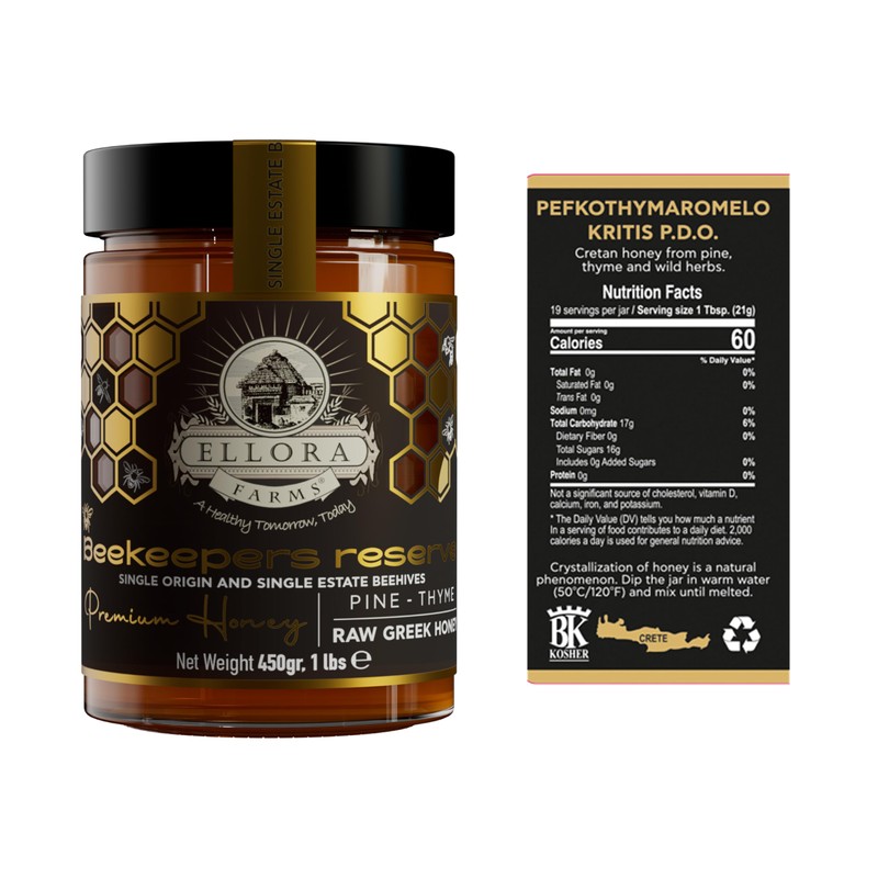 Ellora Farms Single Estate PDO Raw Greek Honey, Pine &
