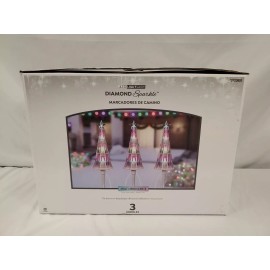 GEMMY Diamond Sparkle 3 Tree Iridescent Multicolor Christmas Pathway Markers