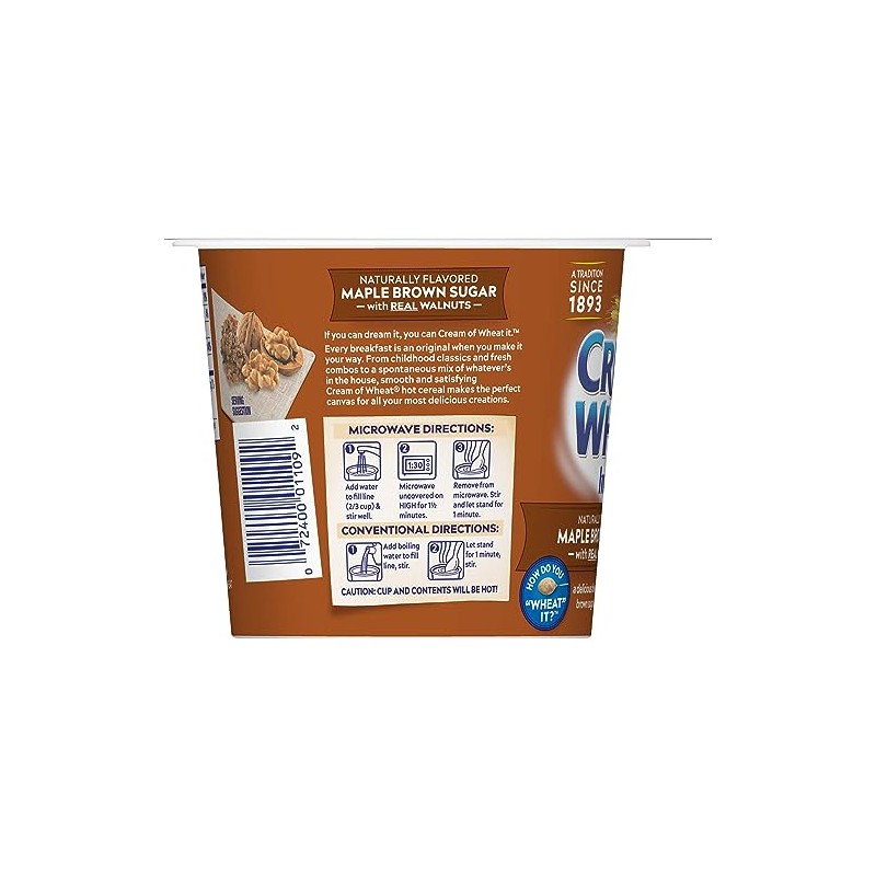 Cream of Wheat Instant Hot Cereal To-Go Cups, Maple Brown