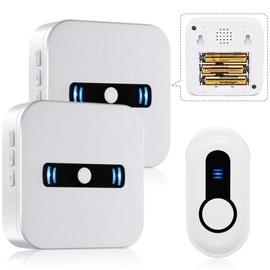 DAYTECH Wireless Doorbell Chimes, Portable Door Chime for Home Entry Remote Door Bell Ringer with 5 Adjustable Volume Levels and 20 Chimes, 1 Transmitter 2 Receivers