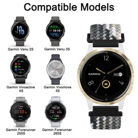 18mm Braided Nylon Bands for Garmin Venu 3S / Venu 2S / Vivoactive 4S / Vivomove 3S / Forerunner 265s Watch Bands, Quick Release Braided Stretchy Nylon Replacement Wristband Strap for Garmin Forerunner 255s/265s Bands Women Men (Chocolate)