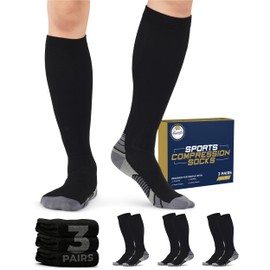 Pembrook Plus Size Compression Socks Wide Calf - 3 Pairs - Black Men's Compression Socks
