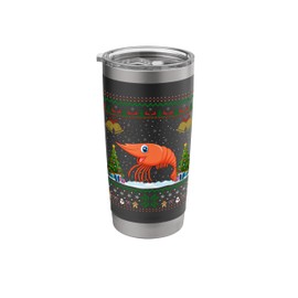 Ugly Xmas Tree Lights Santa Hat Prawn Fish Christmas Stainless Steel Insulated Tumbler