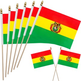 WEITBF 12Pcs 8×12 Inch Bolivia Flags Small Bolivian Flags on Stick Mini Handheld Flag Outdoor Decorations