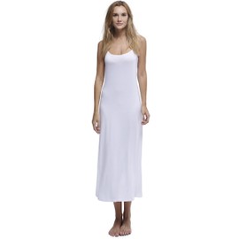Papicutew Women's Modal Long Full Cami Slip Dress Sleeveless Nightgowns (White, S)