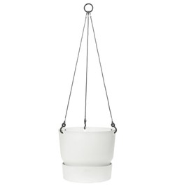 elho Greenville Hanging Basket 24 - Flower Pot for Balcony & Outdoor - 100% Recycled Plastic - Ø 23.5 x H 20.5 cm - White/White