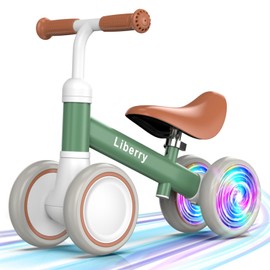 Liberry Light Up Baby Balance Bike 1 2 Years, Ride Toys with Adustable Seat for Boys Girls, First Birthday Gift for Toddlers, Green