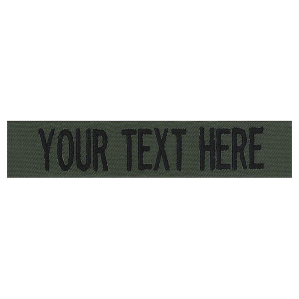 Custom Uniform Name Tape. Olive Drab Fabric, 5 Inch Hook