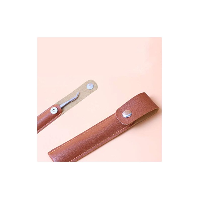 4 Pcs PU Leather Empty Tweezers Pouch Eyelash Extension Tweezer