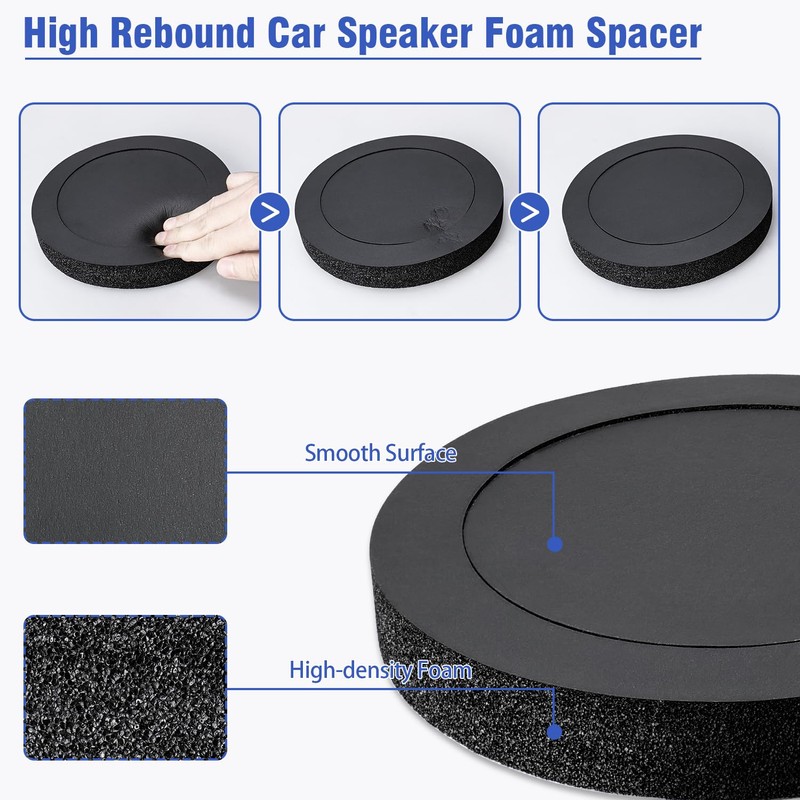 Jayubien 6.5 Inch Speaker Foam Rings,4PCS Audio Adapter Kit