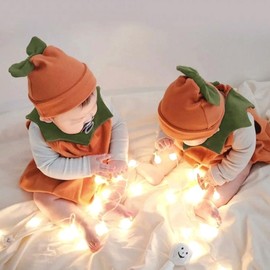 ROYLAMP - Disfraz de calabaza infantil de Halloween, disfraz de cosplay naranja, lindo overol de fiesta con sombrero de calabaza, adecuado para 6 a 12 meses