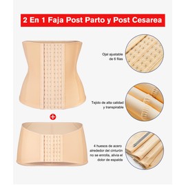 KUMAYES 2 En 1 Faja Post Parto Y Post Cesarea - Fajas para Mujer Moldeadora Faja Post Operatoria - Medio
