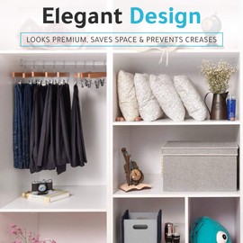 Quality Hangers Wooden Pants Hangers - 20-Pack Swivel Hook Cloth Hanger Set - Lotus Wood Skirt, Pant, Shorts and Slack Hangers with Adjustable Clip (Natural, 20)