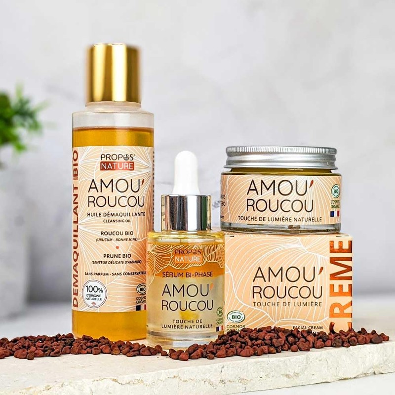 AMOU'ROUCOU Organic Make-Up Oil, Roucoal, Vitamin E, Plum Almond, Anti-Ageing