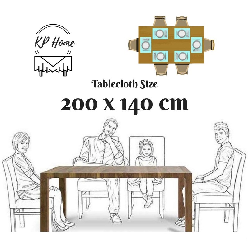 KP HOME PVC Wipe Clean Table Cloth Rectangular 200x140 cm