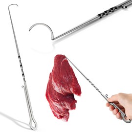 Zonon Meat Hook Flipper Stainless Steel BBQ Food Flippers Steak Turner Hook with Pigtail for Flipping Vegetables and Meats During Grilling Frying and Outdoor BBQ(40cm)
