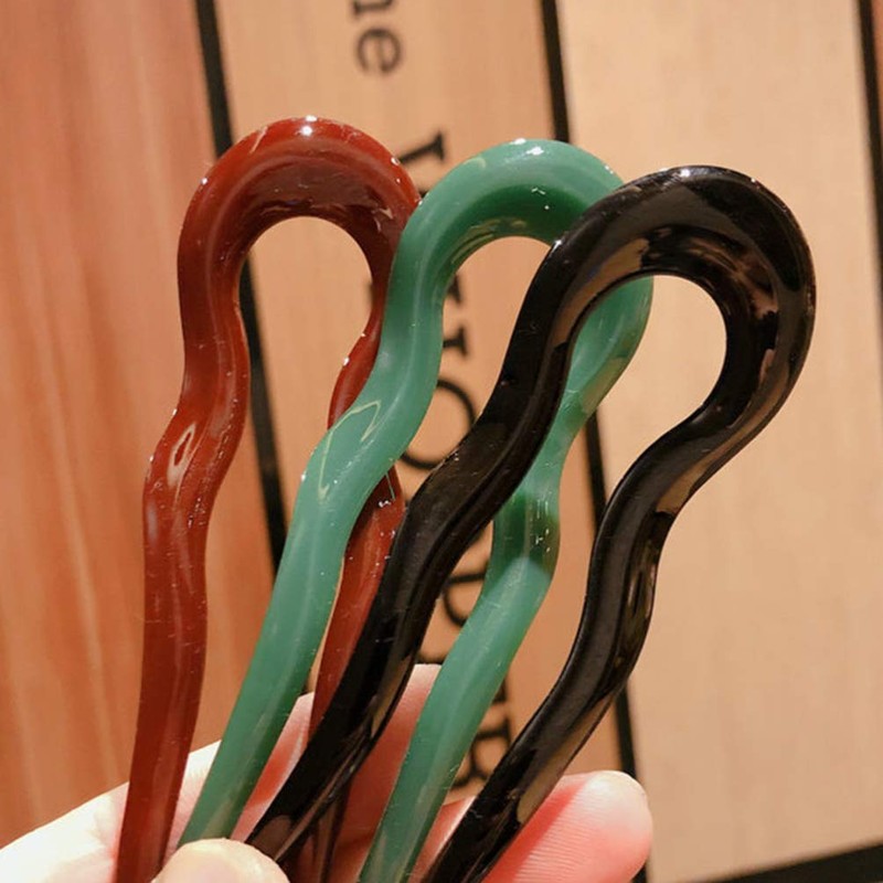 FRCOLOR 5pcs French Hair Fork Celluloid Chignon Hair Pins Hair
