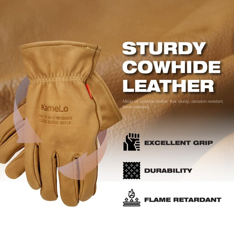KameLo Premium Cowhide Leather Outdoor Camping Multipurpose Rigger Utility Safety