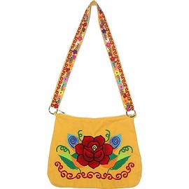YZXDORWJ Embroidered Cotton Handbag for Women Mexican Tote Bag Floral Crossbody Bag (V2-Y)