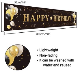 PAKBOOM Happy Birthday Backdrop Black Photo Background Banner Cheers to Years Old Decorations Party Supplies