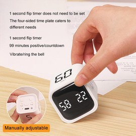 SUIOPPYUW Cube Timer with Flip Timing Built-in Gravitys Sensor Chip for Scientific Timing Countdowns Timer ABS Electronic Timer, White