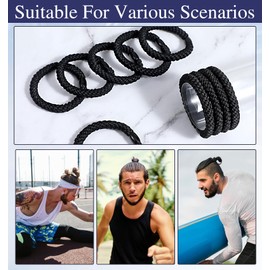 Set of 10 Men's Hair Bobbles Black Made of Tear-Resistant Nylon with 4-Way Stretch for Strong Elasticity and Non-Slip Hold, Ideal for Everyday Sports and as a Stylish Bracelet