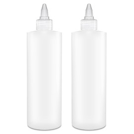 BRIGHTFROM Botellas exprimibles para condimentos, botella vacía de 16 onzas, tapa superior giratoria transparente, a prueba de fugas, ideal para ketchup, mostaza, jarabe, salsas, aderezo, aceite, artes y manualidades, plástico libre de BPA, paquete de 2