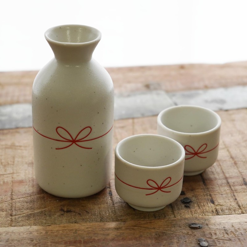 Fukubeya Mino Ware Celebration Sake Tokkuri Inokuchi Set - 1